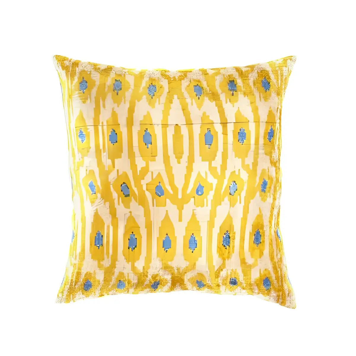 Canvello Handmade Decorative Ikat Pillow - 24’’ X 24’’ - Yellow / 24’’ X 24’’ - Canvello
