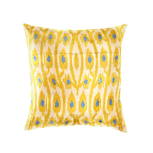 Canvello Handmade Decorative Ikat Pillow - 24’’ X 24’’ - Yellow / 24’’ X 24’’ - Canvello