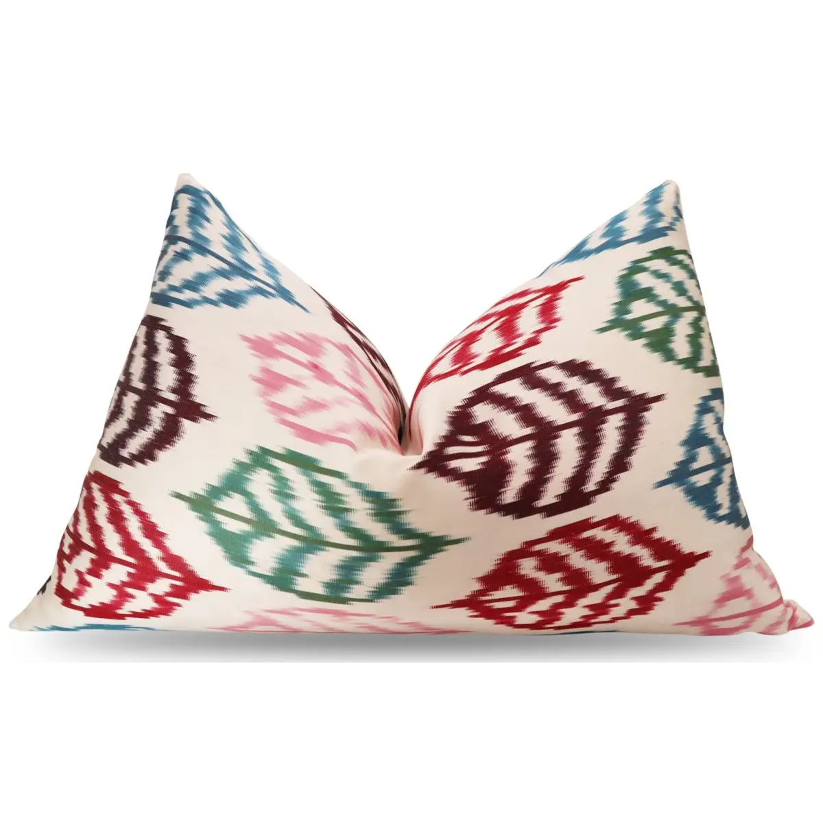 Canvello Handmade Decorative Silk Pillow with Down Insert - 16’’ X 24’’ - Green Blue Pink / 16’’ X 24’’ - Canvello