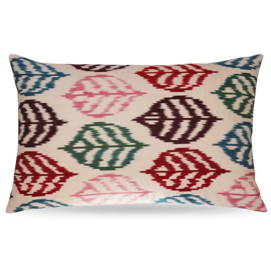 Canvello Handmade Decorative Silk Pillow with Down Insert - 16’’ X 24’’ - Green Blue Pink / 16’’ X 24’’ - Canvello