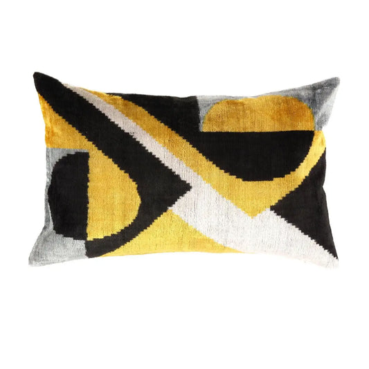 Canvello Handmade Decorative Velvet Pillow - 16’’ X 24’’ - Black - Yellow / 16’’ X 24’’ - Canvello