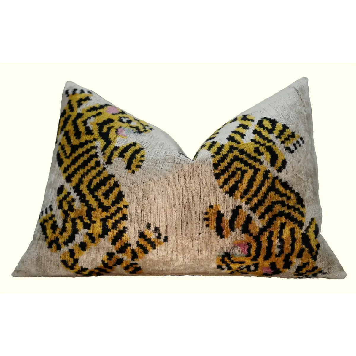 Canvello Handmade Designer Tiger Throw Pillow Down Filled - 16’’X24’’ - Canvello