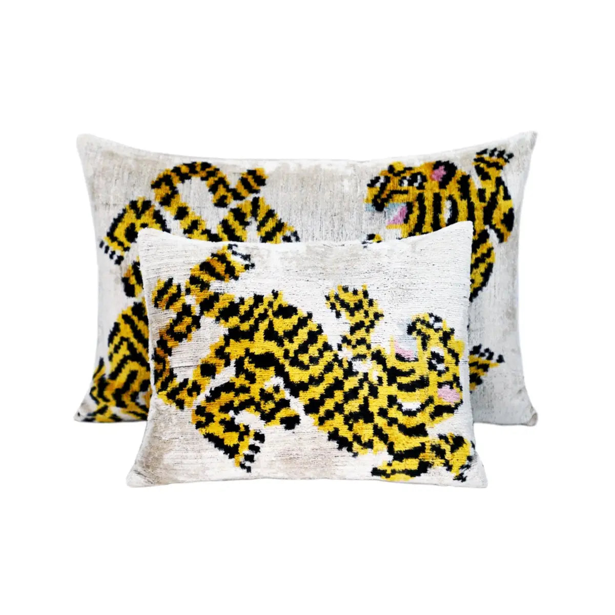 Canvello Handmade Designer Tiger Throw Pillow Down Filled - 16’’X24’’ - Canvello