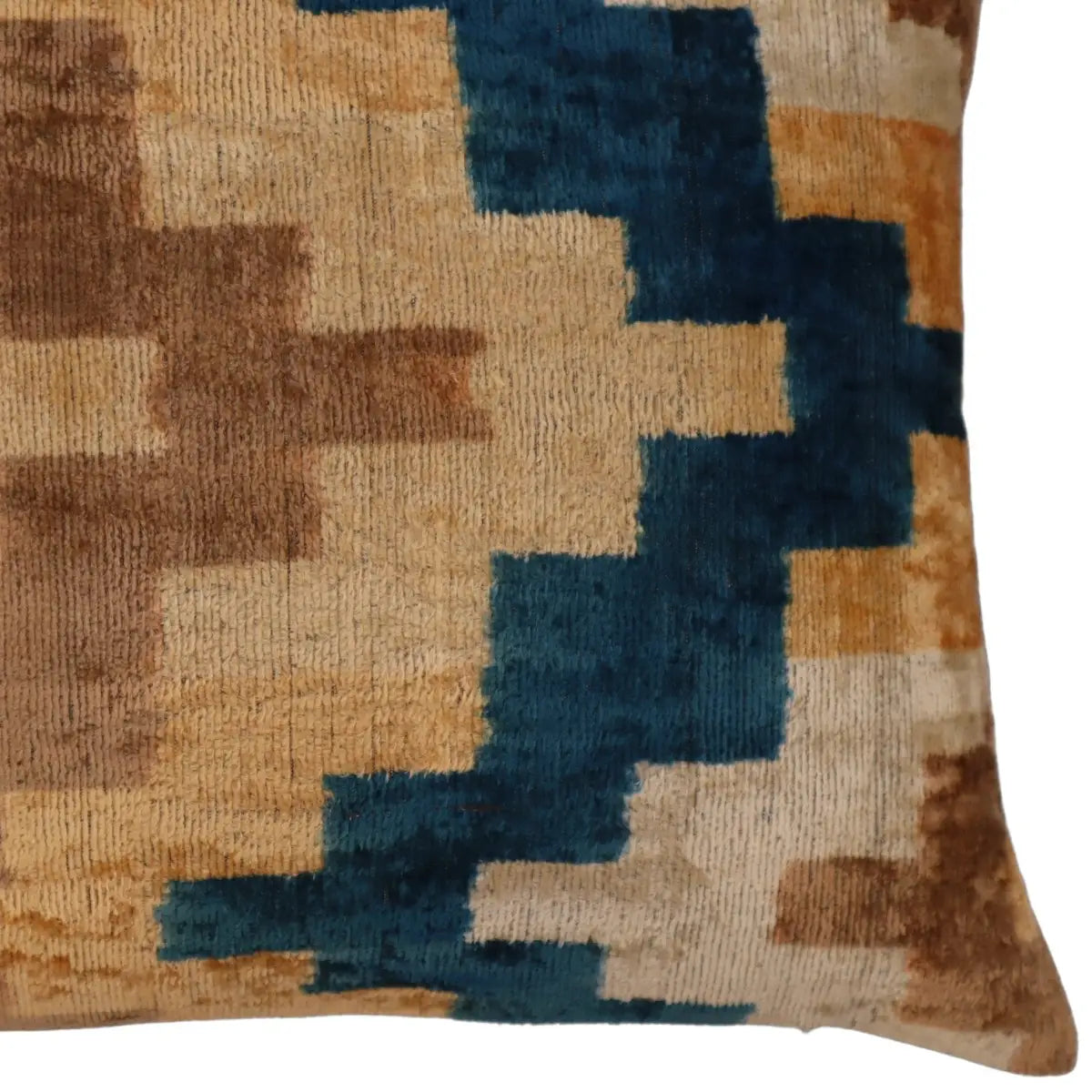 Canvello Handmade Earhtone Geometric Silk Velvet Ikat pillow - 16’’X24’’ - Earth Tones / 16’’X24’’ - Canvello