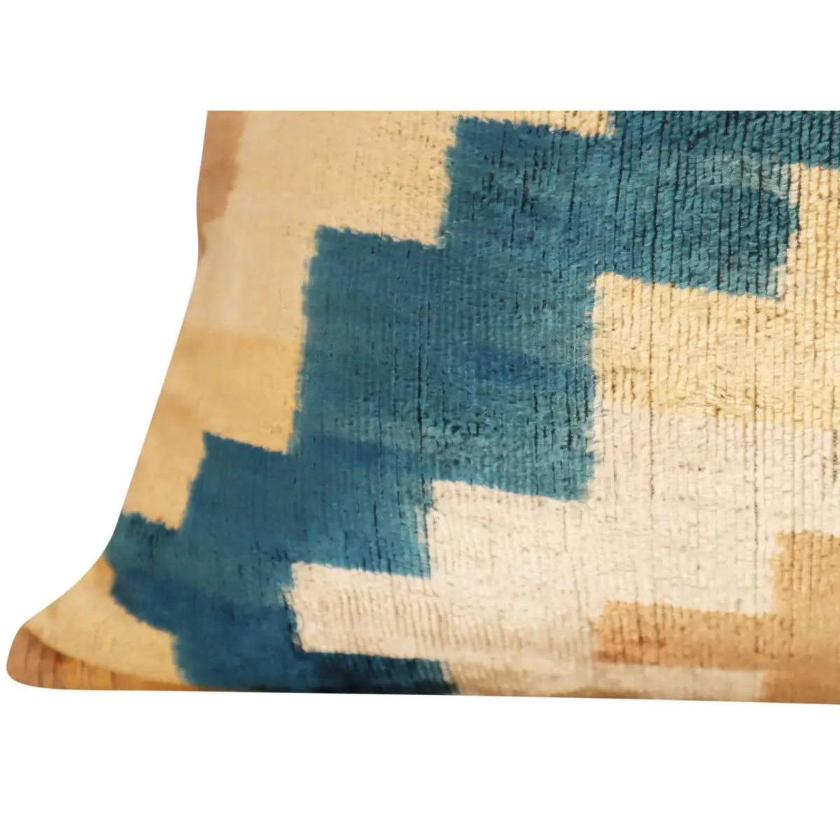 Canvello Handmade Earhtone Geometric Silk Velvet Ikat pillow - 16’’X24’’ - Earth Tones / 16’’X24’’ - Canvello