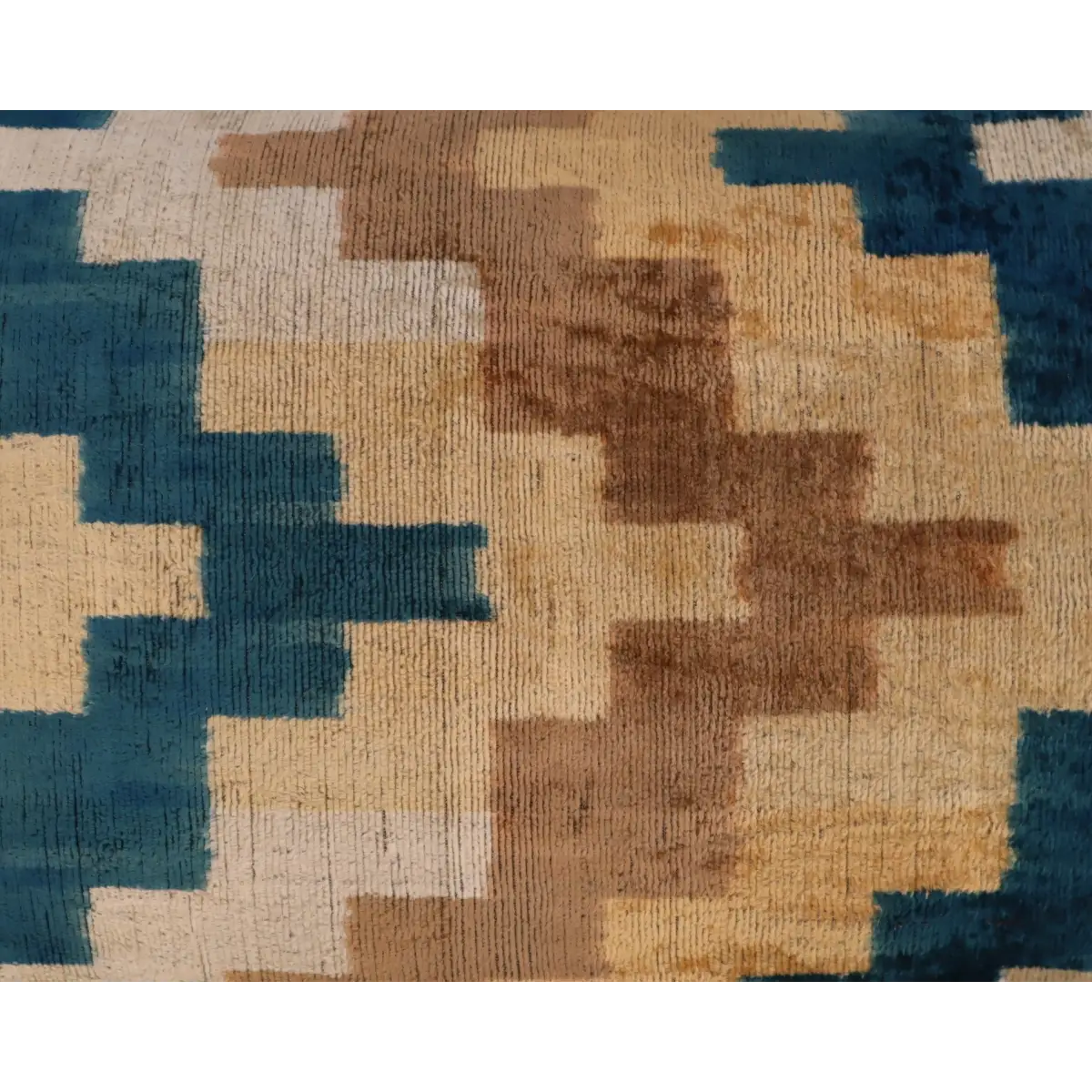 Canvello Handmade Earhtone Geometric Silk Velvet Ikat pillow - 16’’X24’’ - Earth Tones / 16’’X24’’ - Canvello