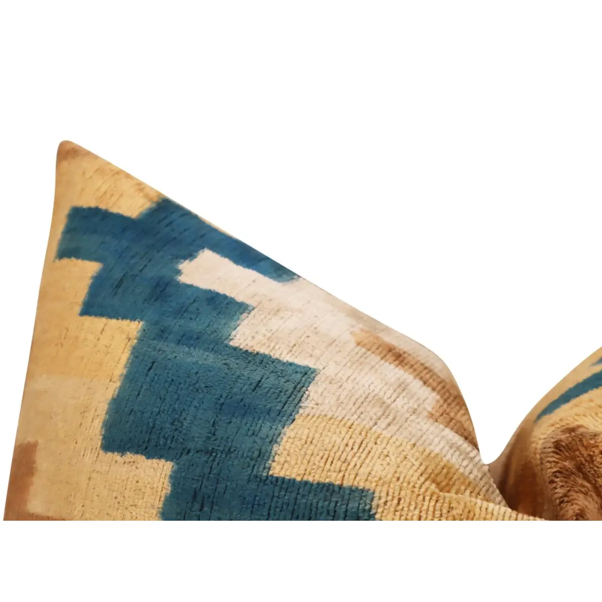 Canvello Handmade Earhtone Geometric Silk Velvet Ikat pillow - 16’’X24’’ - Earth Tones / 16’’X24’’ - Canvello