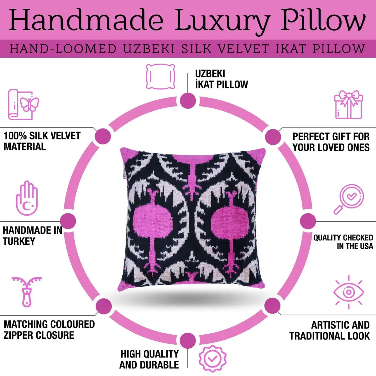 Canvello Handmade Floral Pink Throw Pillows - 16x16 inch - Canvello