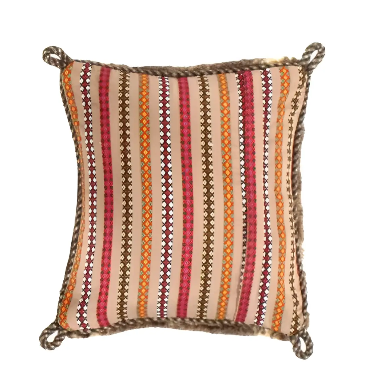 Canvello Handmade Gabbeh Lori Pillow - 12’’ X 12’’ - Beige - Brown - Canvello