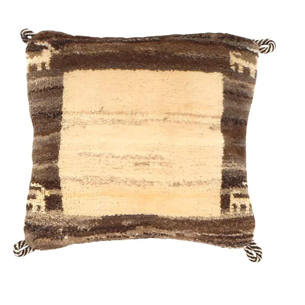 Canvello Handmade Gabbeh Lori Pillow - 12’’ X 12’’ - Beige - Brown - Canvello