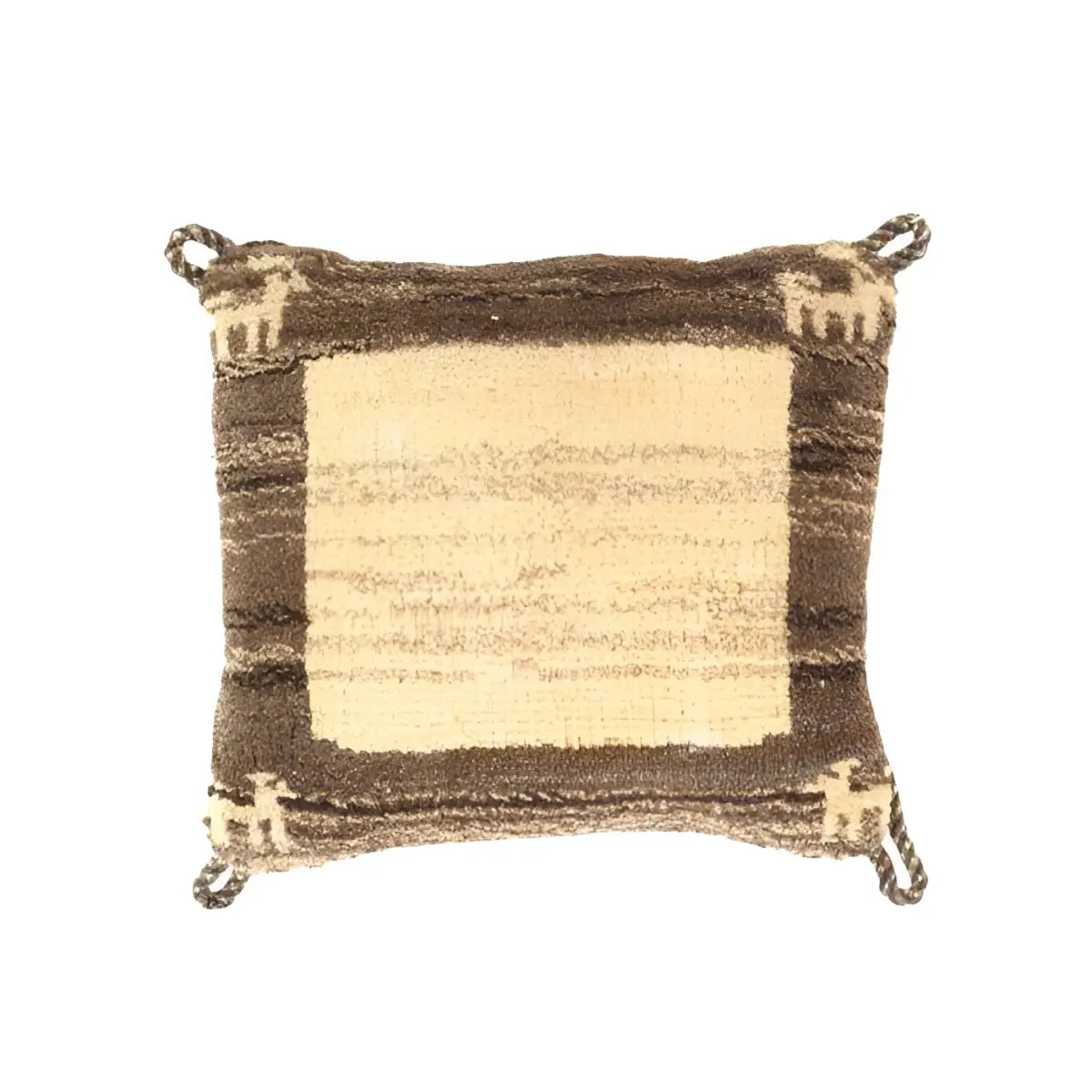 Canvello Handmade Gabbeh Lori Pillow - 12’’ X 12’’ - Beige - Brown - Canvello