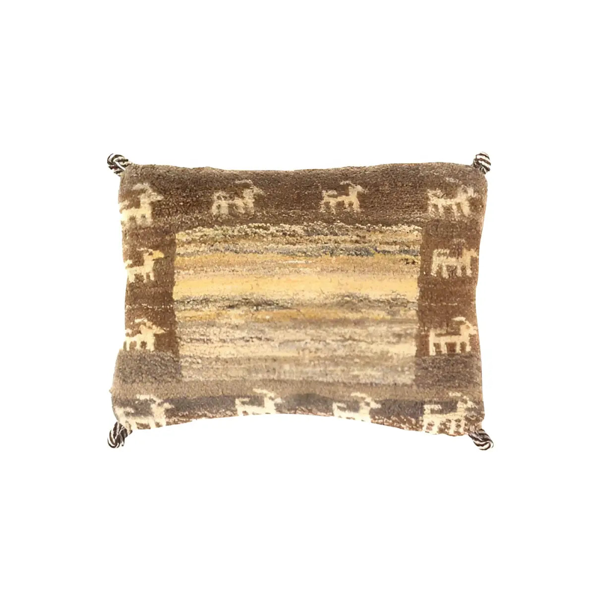 Canvello Handmade Gabbeh Lori Pillow - 12’’ X 12’’ - Beige - Brown - Canvello