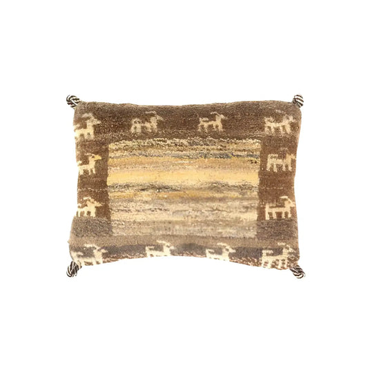 Canvello Handmade Gabbeh Lori Pillow - 12’’ X 12’’ - Beige - Brown - Canvello