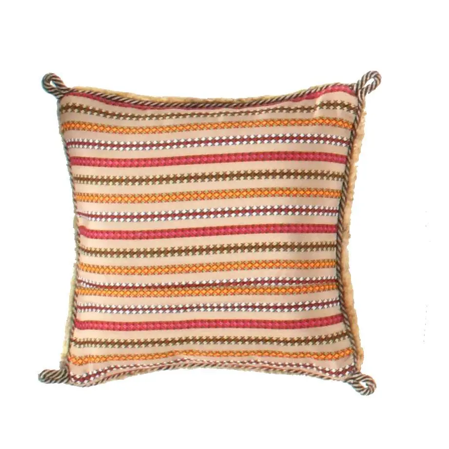 Canvello Handmade Gabbeh Lori Pillow - 12’’ X 12’’ - Beige - Rust - Olive - light blue - Canvello