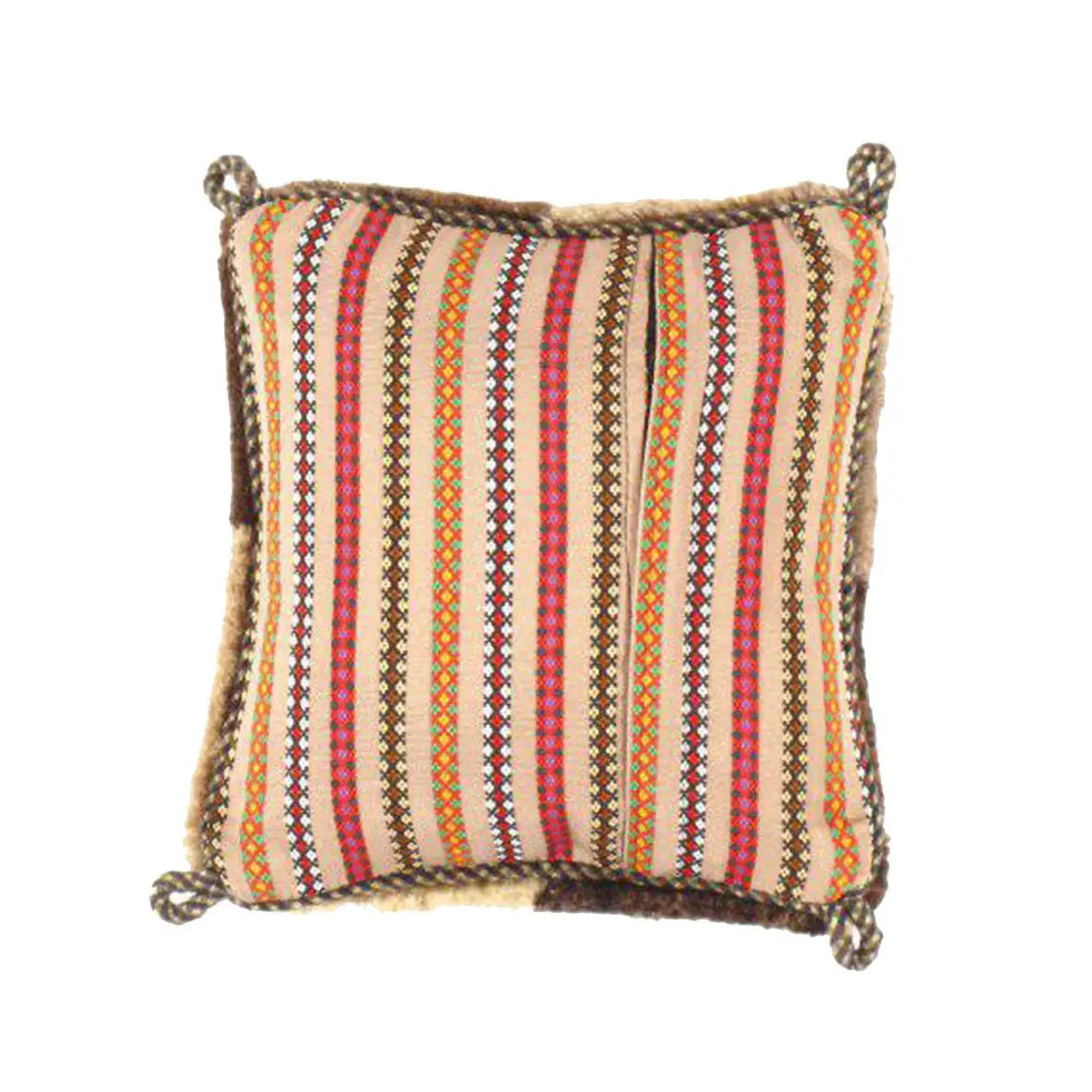 Canvello Handmade Gabbeh Lori Pillow - 12’’ X 12’’ - Beige - Canvello