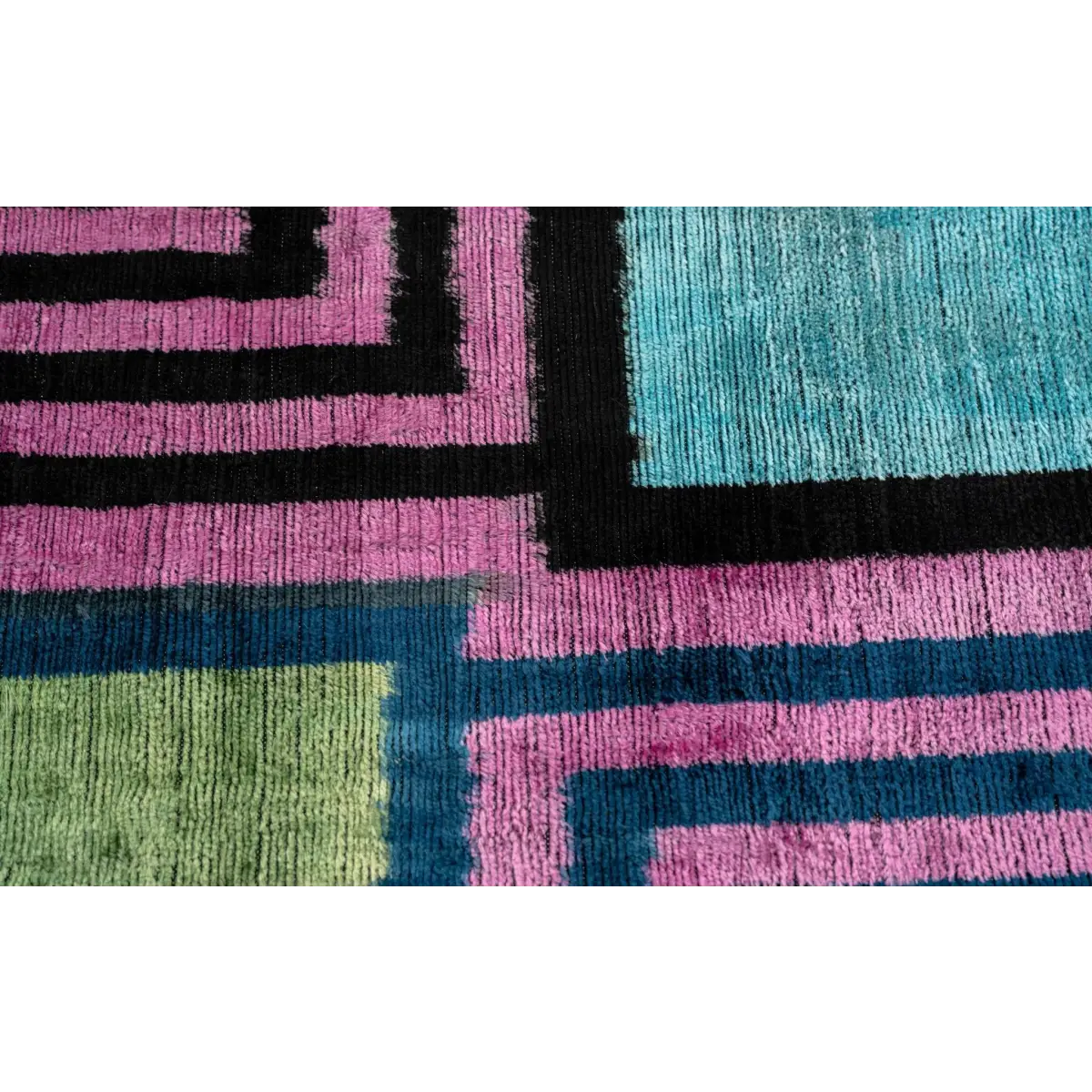Canvello Handmade Geometric Velvet Throw Pillow with Vibrant Pink Blue Green - Perfect for Modern Interiors - 16x24
