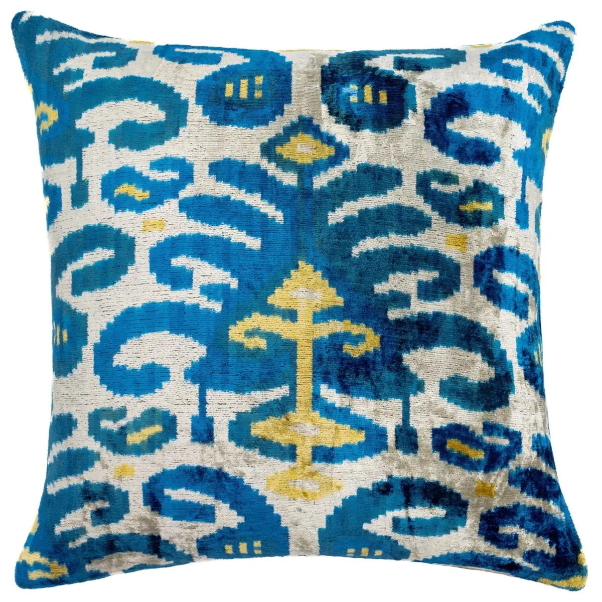 Canvello Handmade Gold Blue Decorative Pillow with Down Insert - 20’’X20’’ - Canvello