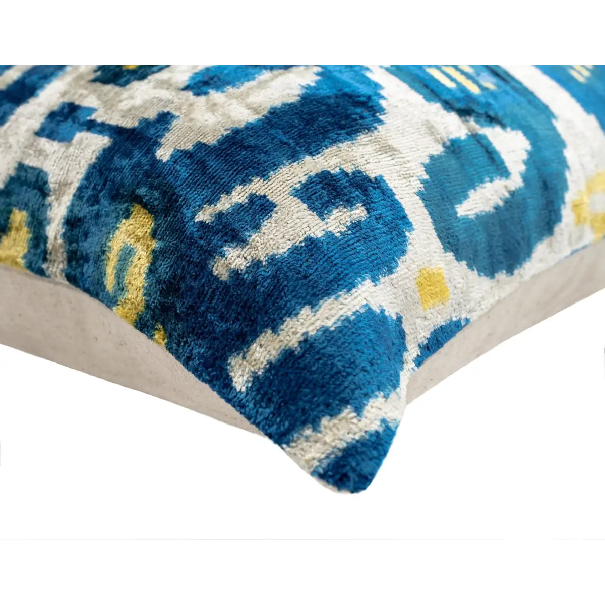 Canvello Handmade Gold Blue Decorative Pillow with Down Insert - 20’’X20’’ - Canvello