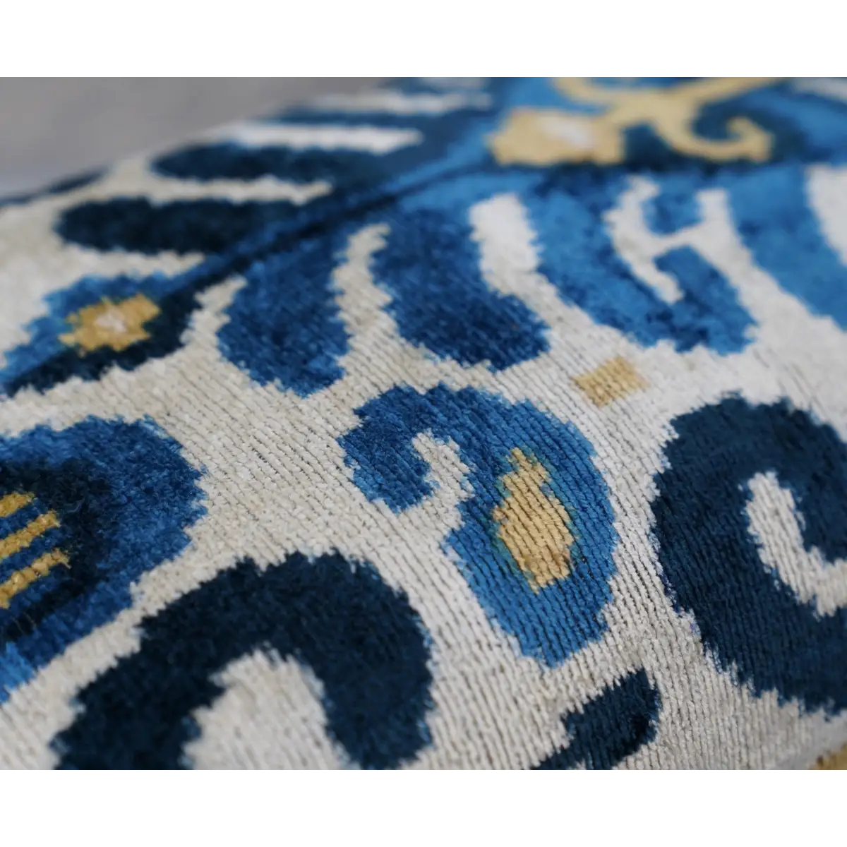 Canvello Handmade Gold Blue Velvet Throw Pillows | 16 x 24 in (40 x 60 cm) - Canvello
