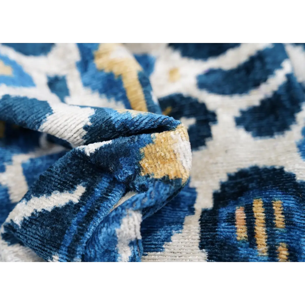 Canvello Handmade Gold Blue Velvet Throw Pillows | 16 x 24 in (40 x 60 cm) - Canvello