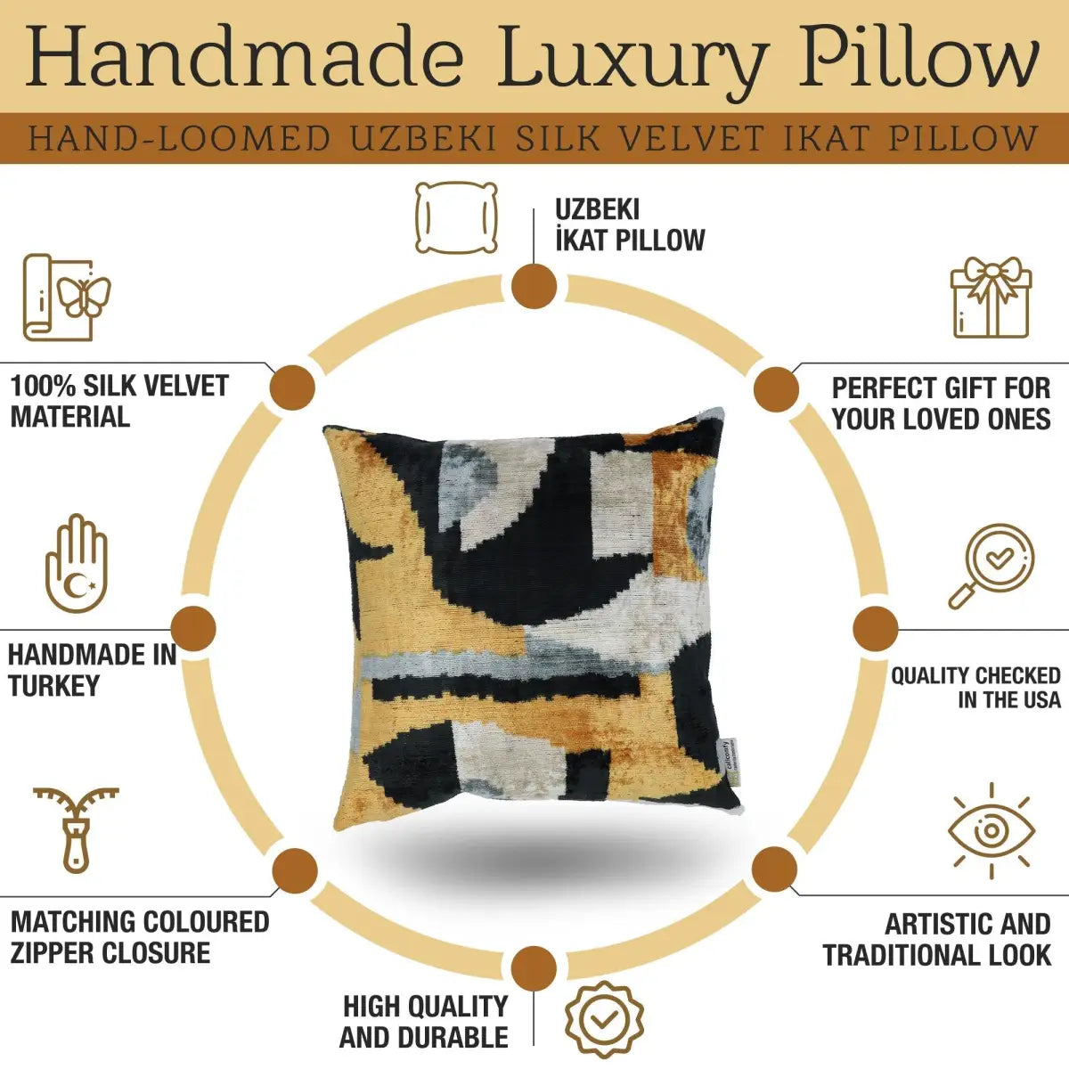 Canvello Handmade Gold Velvet Throw Pillow - 20x20 - Canvello