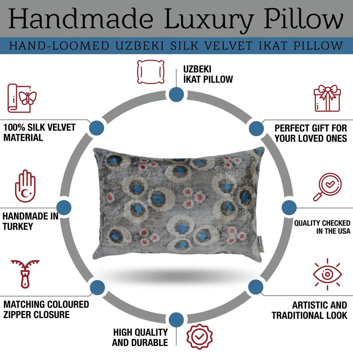 Canvello Handmade Gray Blue Velvet Throw Pillows - 16X24 - Canvello
