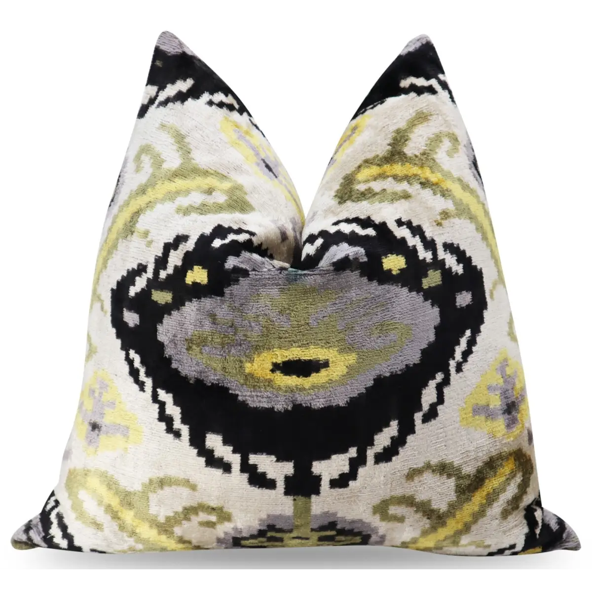 Canvello Handmade Gray Ivory Gold Velvet Throw Pillows - 20x20 - Canvello