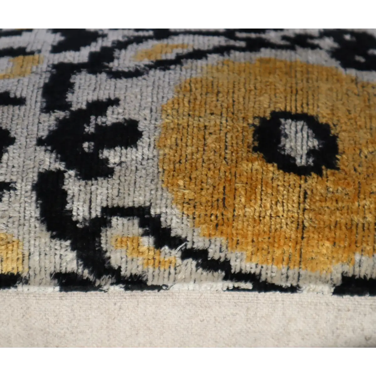 Canvello Handmade Gray Ivory Yellow Velvet Throw Pillows - 20x20 - Canvello