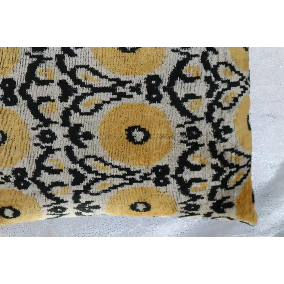 Canvello Handmade Gray Ivory Yellow Velvet Throw Pillows - 20x20 - Canvello