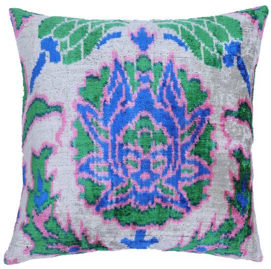 Coussin décoratif en velours vert bleu fait main Canvello - 20x20