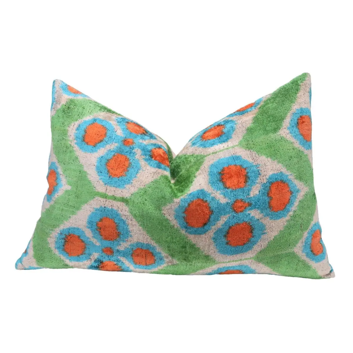 Canvello Handmade Green Orange Velvet Throw Pillows - 16x24 - Canvello
