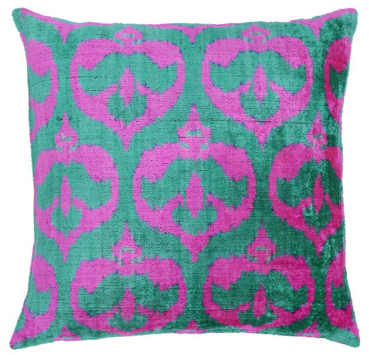 Coussin décoratif en velours vert rose fait main Canvello - 20x20