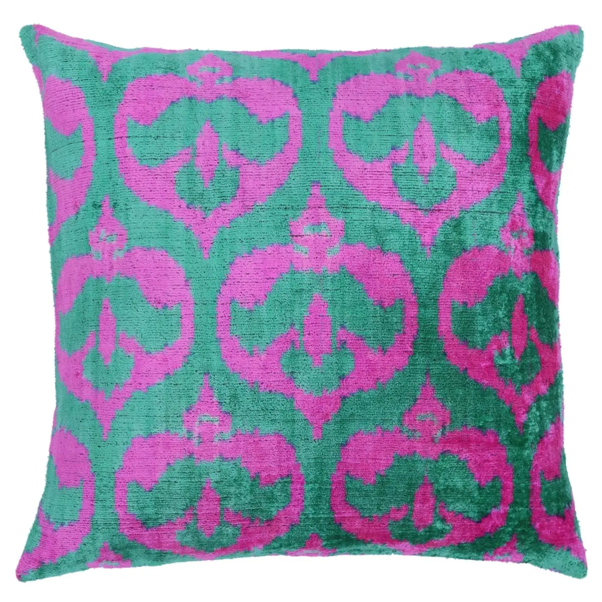 Canvello Handmade Green Pink Velvet Throw Pillow - 20x20 - Canvello