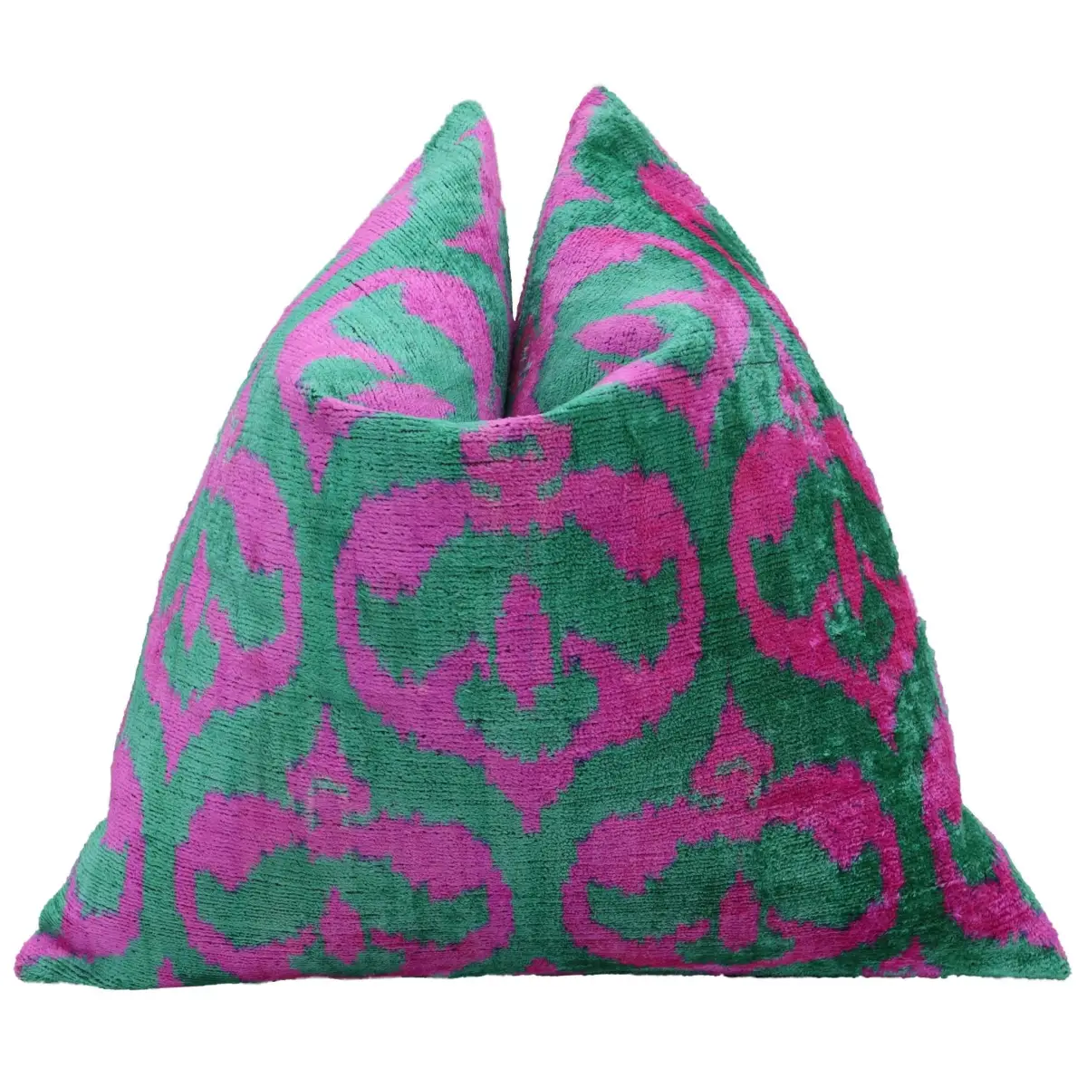 Canvello Handmade Green Pink Velvet Throw Pillow - 20x20 - Canvello