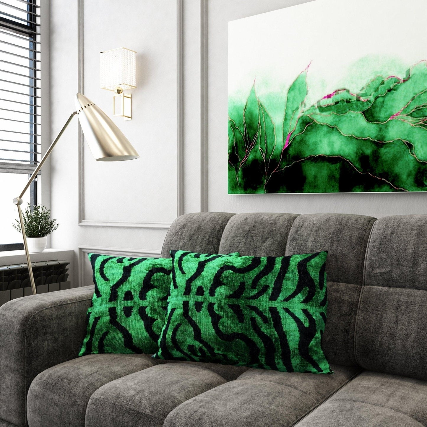 Coussin de canapé Canvello de luxe fait main vert foncé | 40 x 60 cm (16 x 24 po)