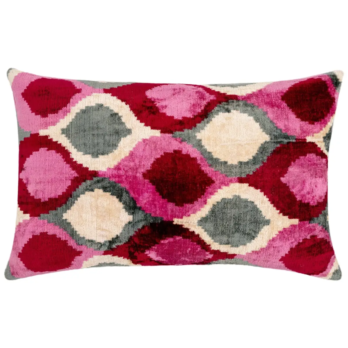Canvello Handmade Luxury Decorative Pillow Cover & Premium Down Feather Insert Soft Velvet Silk Throw Cushion Gray Pink
