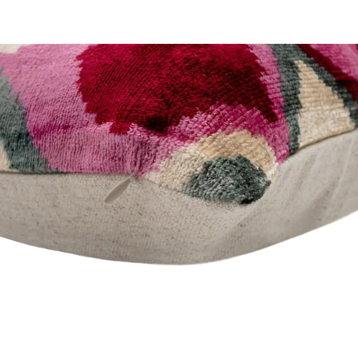 Canvello Handmade Luxury Decorative Pillow Cover & Premium Down Feather Insert Soft Velvet Silk Throw Cushion Gray Pink