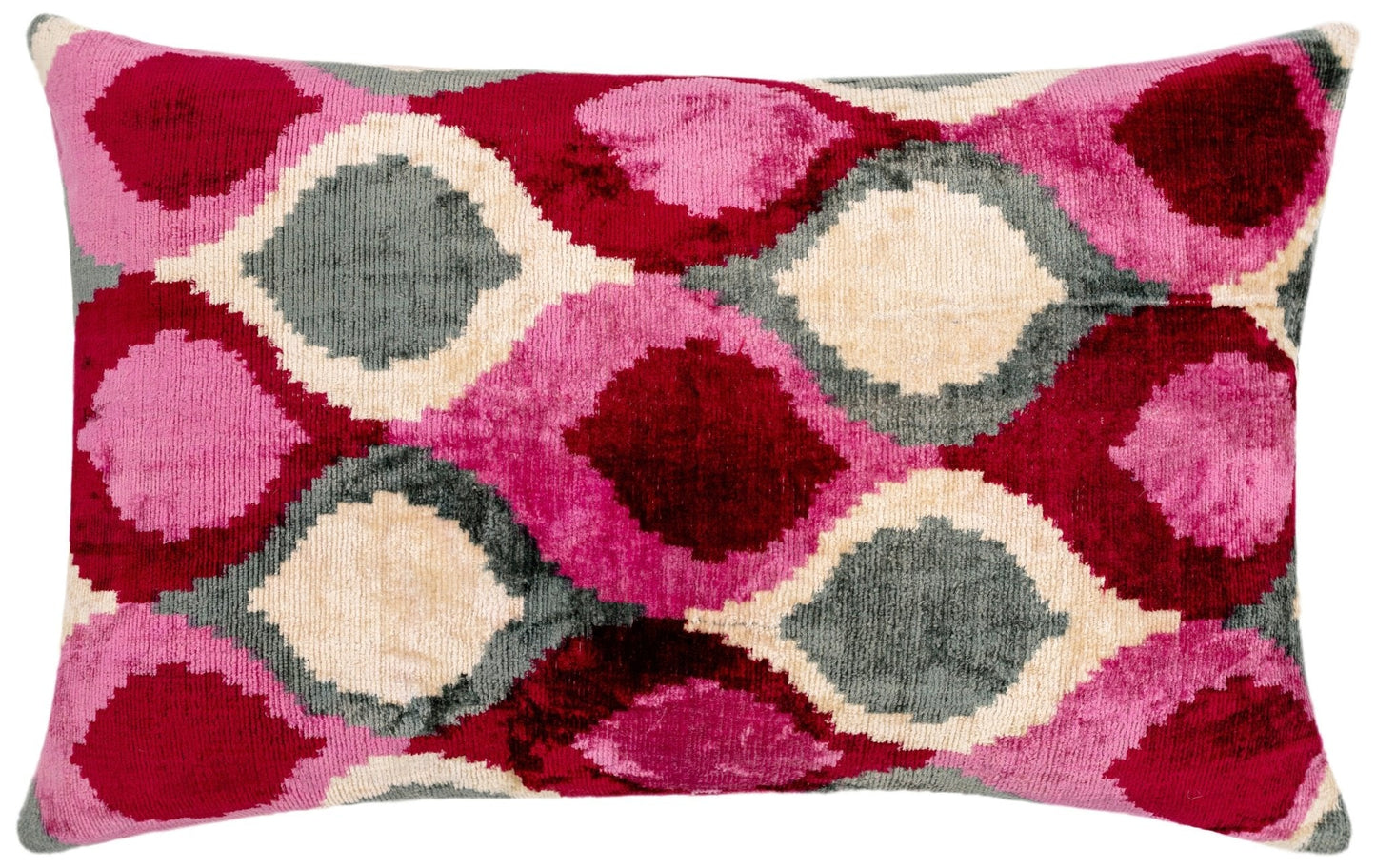 Funda de almohada decorativa de lujo hecha a mano Canvello y relleno de plumas de primera calidad, cojín de seda de terciopelo suave, gris, rosa y marfil, 16 x 24 pulgadas 