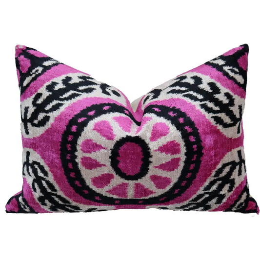 Canvello Handmade Luxury Decorative Pink with Doen Feather Pillow - 16x24in - Canvello