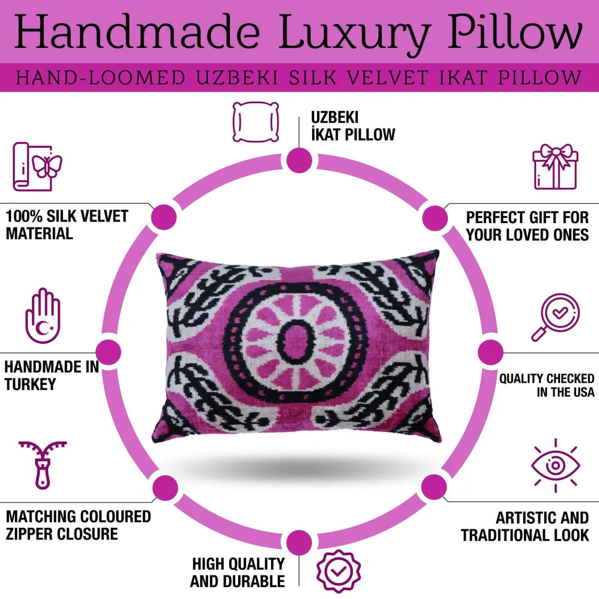 Canvello Handmade Luxury Decorative Pink with Doen Feather Pillow - 16x24in - Canvello