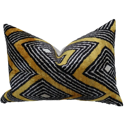 Canvello Handmade Luxury Gold Black Pillow with Down Insert - 16x24 - Canvello
