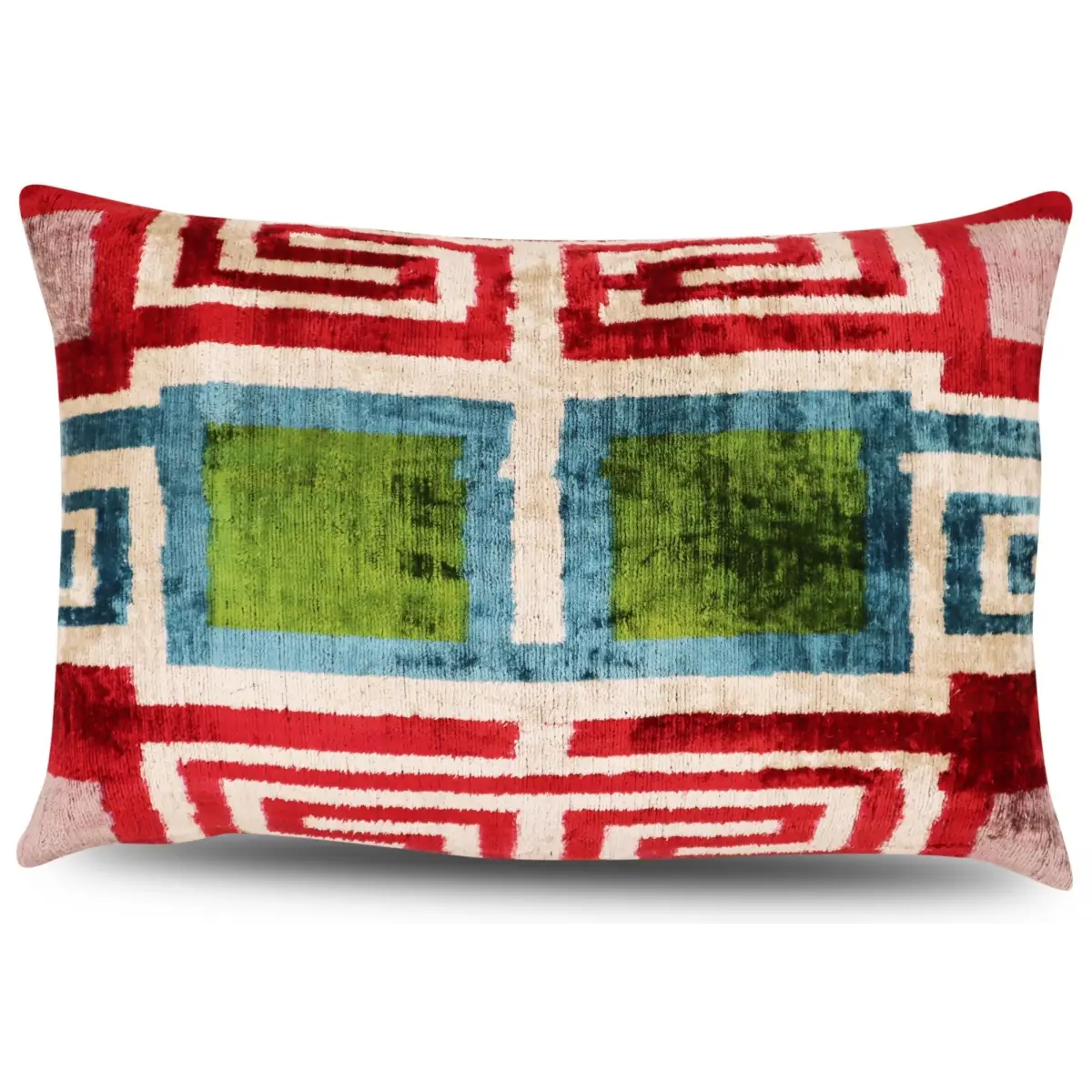 Canvello Handmade Luxury Green Pink Velvet Throw Pillows - 16’’x24’’ - Canvello