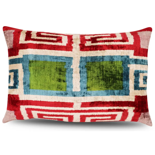 Canvello Handmade Luxury Green Pink Velvet Throw Pillows - 16’’x24’’ - Canvello