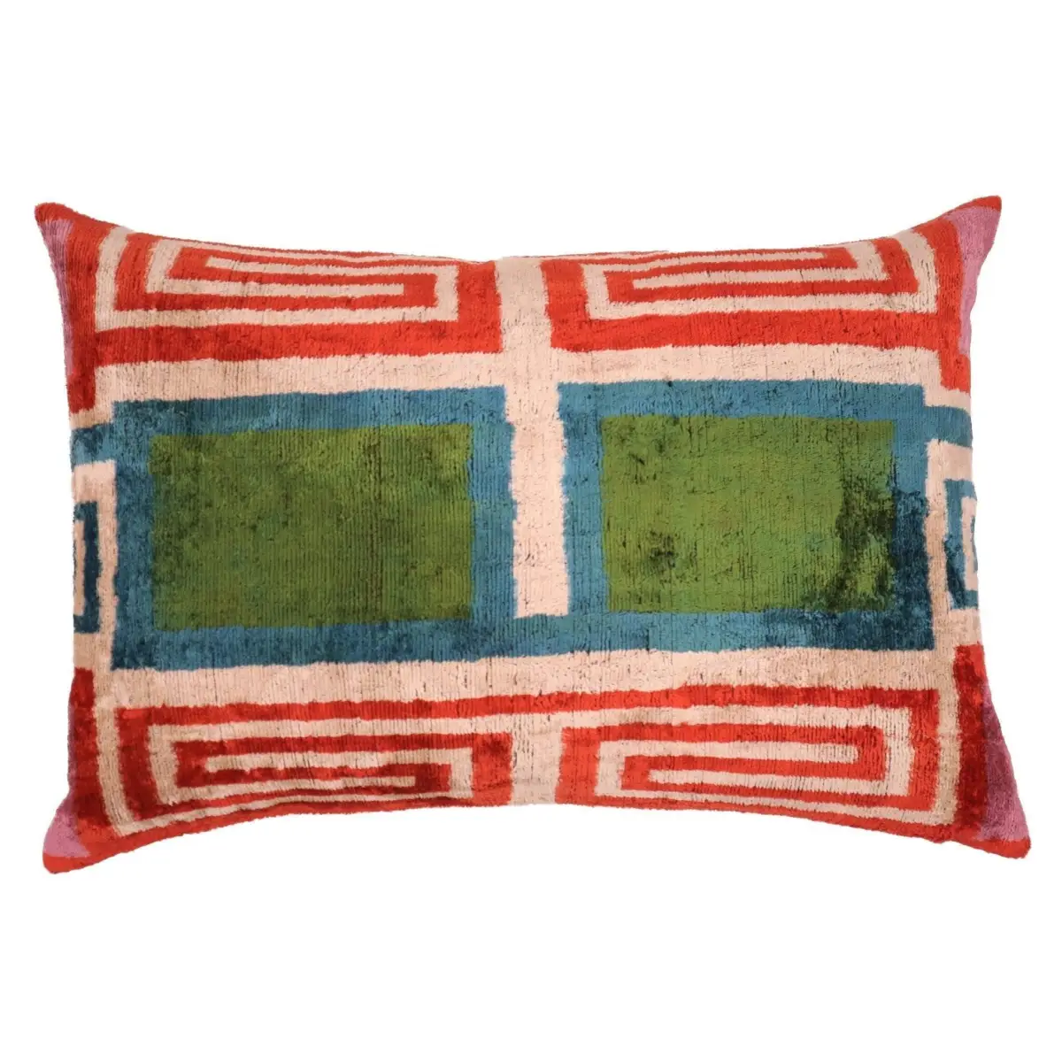 Canvello Handmade Luxury Green Pink Velvet Throw Pillows - 16’’x24’’ - Canvello