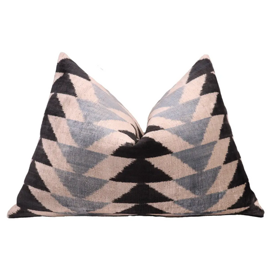 Canvello Handmade Luxury Ivory Gray Black Throw Pillow Feather Filled | 16x24 - Canvello