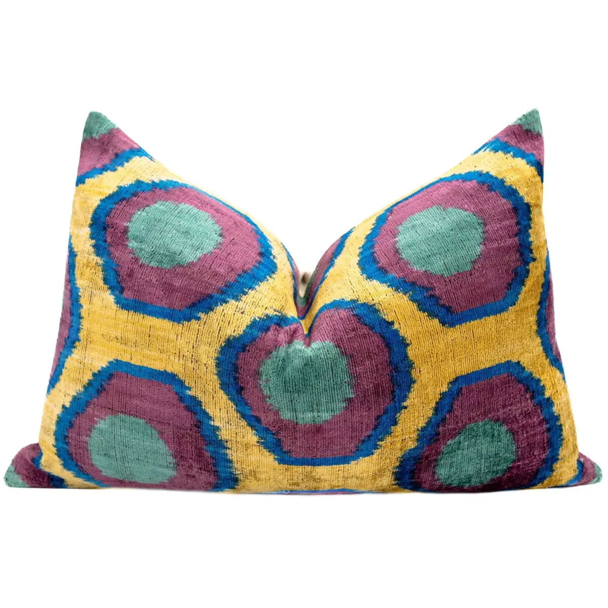 Canvello Handmade Luxury Purple Gold Green Decorative Pillow Cover & Premium Down Feather Insert Soft Velvet Silk Throw