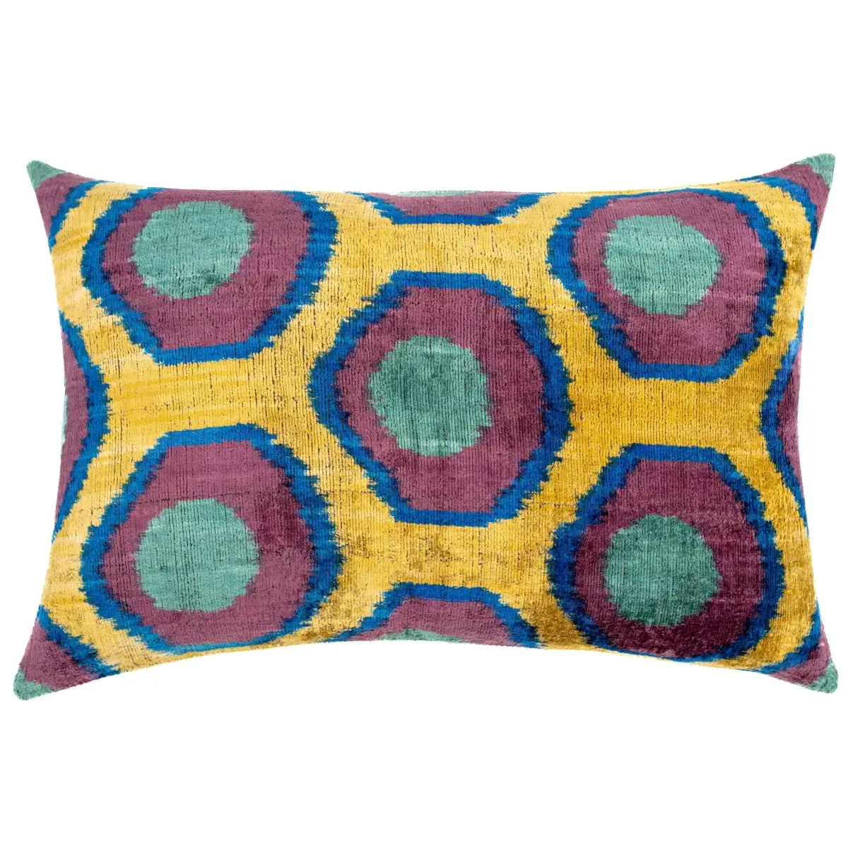 Canvello Handmade Luxury Purple Gold Green Decorative Pillow Cover & Premium Down Feather Insert Soft Velvet Silk Throw