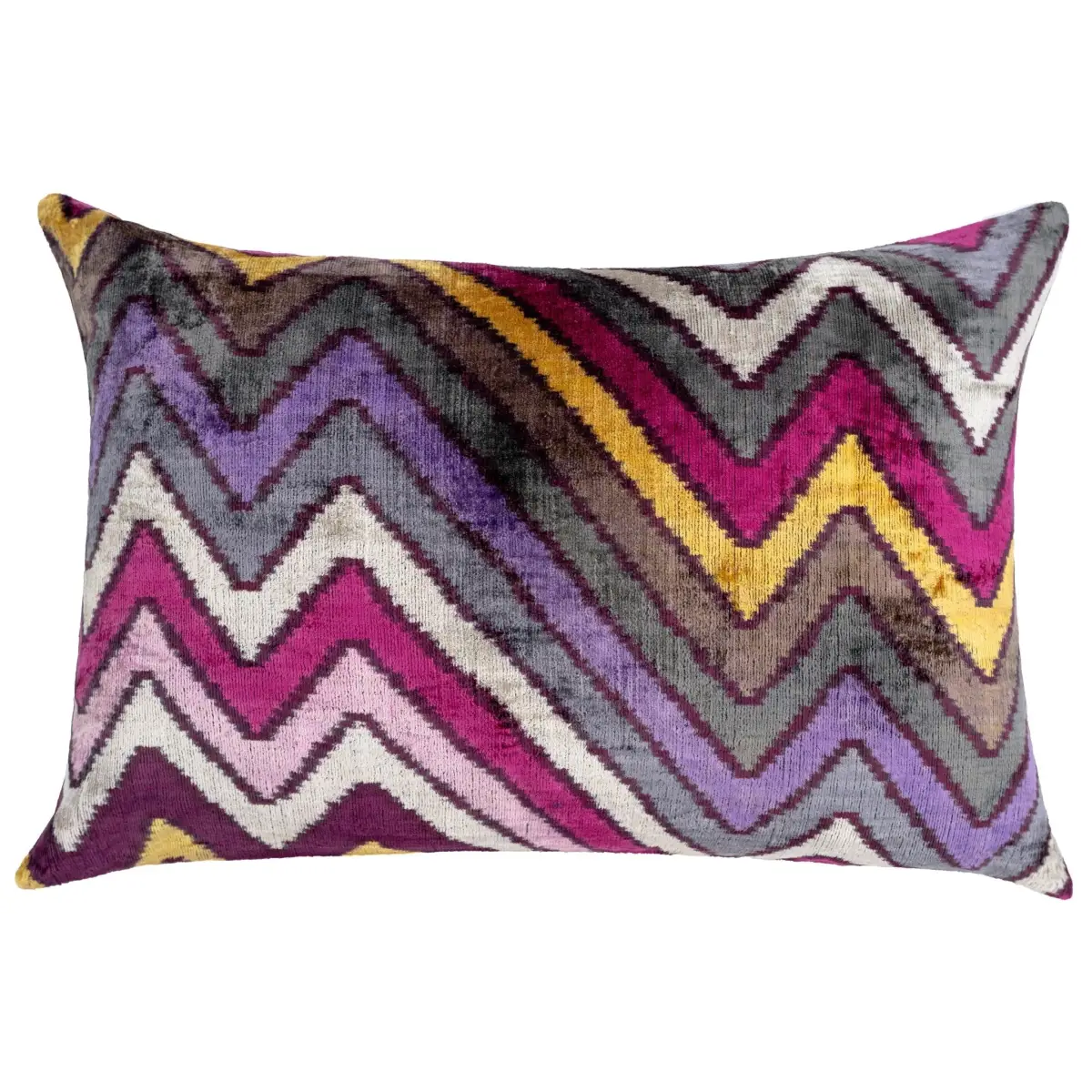 Canvello Handmade Luxury Purple Gray Chervon Decorative Pillow Cover & Premium Down Feather Insert Soft Velvet Silk
