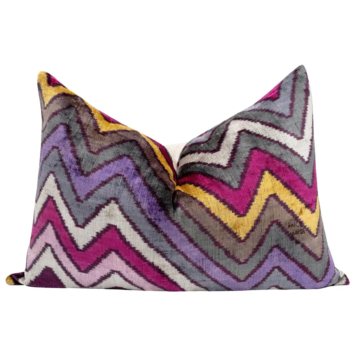 Canvello Handmade Luxury Purple Gray Chervon Decorative Pillow Cover & Premium Down Feather Insert Soft Velvet Silk