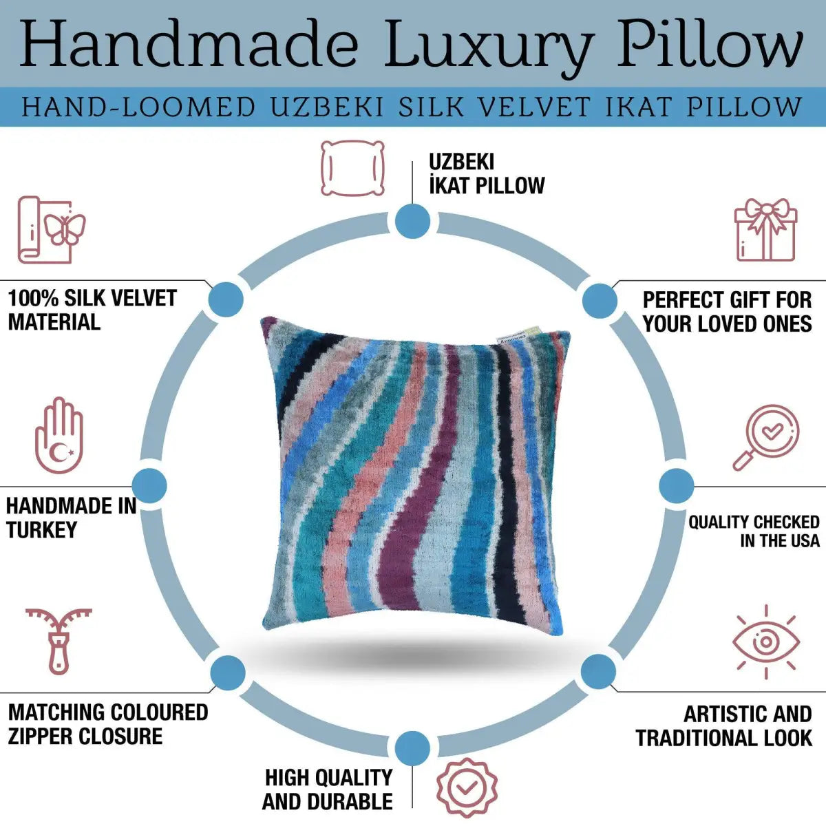 Canvello Handmade Luxury Rainbow Pillow with Down Insert - Canvello